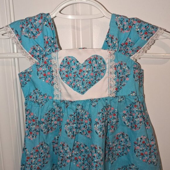Exclusively For Joann Fabric Vintage Handmade Toddler GIrls Floral Heart Dress - Picture 2 of 4